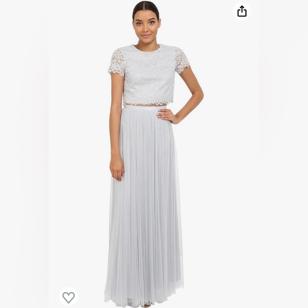 Donna Morgan Amelia Cap-Sleeve Lace Top + Tulle Skirt